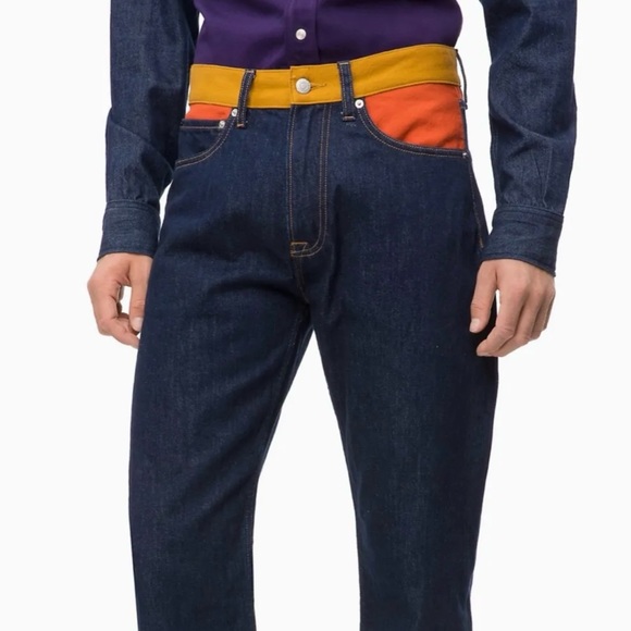 [NEW] CALVIN KLEIN JEANS CKJ035 STRAIGHT COLORBLOCK JEANS DENIM W36 L32 [NWOT] - Picture 5 of 7